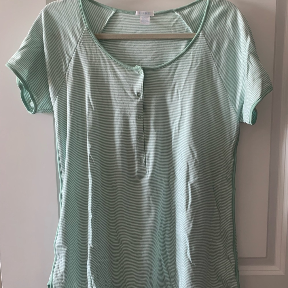 Lake Pajamas Green / White Striped Size L